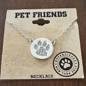 FRIENDS Silver Paw Print Necklace
